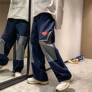 Y2K Style Men's Jeans Streetwear Baggy Jeans for Men Korean Fashion LOVE Loose Straight Wide Leg Man Pants Male Brand Clothing HKD230829