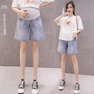 Jeans Denim Fashion Maternity Shorts Summer Pregnancy Cotton Short Slim Tight Hole Denim Elastic Jeans Maternity Pants Plus Size