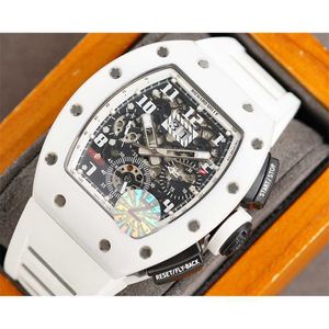 Mechanical RM11-03 Funkcja złożona chronograf zegarek na nadgarstek dla mężczyzn MND8 Luksusowy wysokiej jakości obudowa z włókna węglowego Wodoodporne szafirowe szklanie 3iqtri