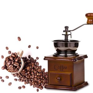 Manual kaffekvarnare bönkvarn trä retro kryddmaskin mini burr kvarnar med keramiskt millston kaffekök kök leveranser 230829