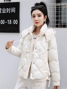 Mulheres Trench Coats Casaco de Algodão Mulheres 2023 Outono Inverno Moda Doce Design Curto Solto Slim Manga Longa Com Capuz Parkas Feminina