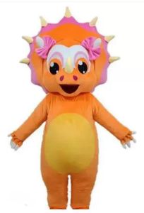 Divertente costume da mascotte di dinosauro ragazza arancione per adulti da indossare mascotte della squadra personalizzata Costume da mascotte sportivo Desuisement Mascotte Character Design