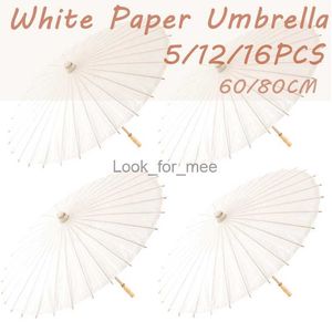 5/12/16st papper Parasol Bröllopspapper Paraply Party Favor 60/00 cm bambu paraplyer för brudduschcenterstycken Fotoprekvisita HKD230828