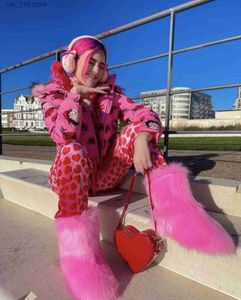 Votoda Fluffy Women Furry Snow Boot Warm Soft Plush Inside Fashion Woman Faux Foax Fur Fur Boots Y2K Winter Fuzzyshoes T230829 57838 RY