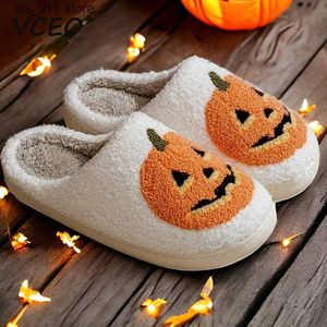 Mężczyźni Halloweenowe upiorne kobiety dynia miękka na pluszowy lekki poślizg domowy na wygodnych krytycznych kapciach na zewnątrz t pers