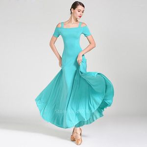 Scen Wear Flamenco Dress Kvinnor damer Gypsy Spanish Solid Color Ballroom Strap Strapless Belly Dance Big Wing Vestido Costume