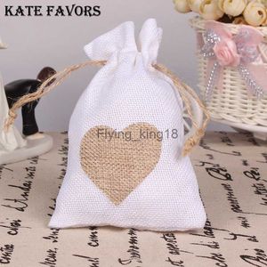 Natural Burlap Bags Jute Hessian Drawstring Sack Wedding Favor Gift Pouches Home Party Decoration Crafts Pack Festive Supplies HKD230829