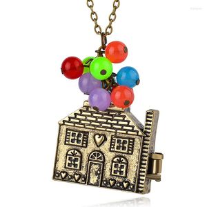 Hänge halsband film smycken grossist The Adventures of Flying House Necklace Vintage Bronze Pendants for Womenmen Box kan öppna