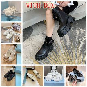 Monolith polish Leather Nylon pouch Ankle Combat Boots platform Wedges lace-up round Toe block heels Flat booties chunky luxury designer women Dress Shoes