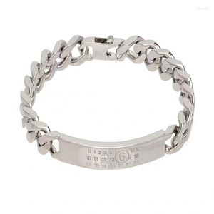 Armreif Y2K 925 Silber MM6 Margiela Armband 20 cm Männer Frauen Paar Klassische Guba Handkette Federschnalle Grabnummer Etikett Schmuck GYM