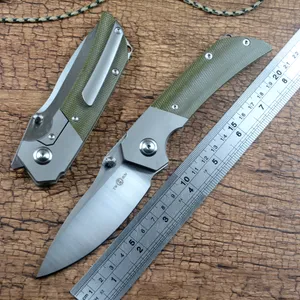 TWO SUN Folding Knife D2 Satin Blade Ceramic Ball Bearing Washer Micarta Titanium Handle Outdoor Camping Hunting Pocket Knife EDC Tools TS369