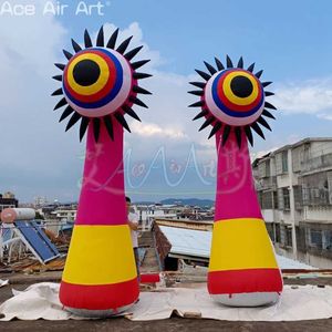 wholesale 5mH 16.5ftH Inflatable Monster Single Eyes Monster Pillars Model Balloon Led Lights Glow for Event Decoration