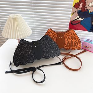 Akşam çantaları yarasa crossbody punk tarzı omuz çantası balkabağı payetleri küçük askı pu deri çanta kız cadılar bayramı messenger 230828