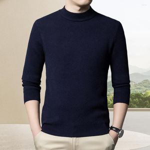 Suéter masculino outono inverno tricô suéter meia gola alta manga comprida cor sólida slim fit quente malhas streetwear