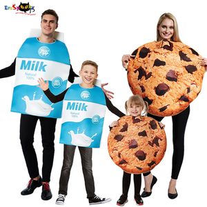 Kostium motywu eraspooky Funny Food Milk Cookies Cosplay Halloween kostiumy dla dorosłych kobiet Dzieci Bożego Narodzenia Party Grupa Rodzina Dopasowanie strojów 230829