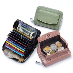 Genuine Leather Ladies Card Holder Lady New Mini Multi-card Position Card Sleeve Zipper Coin Purse Large Capacity Women Wallet