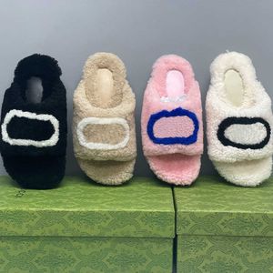 Designer Platform tofflor Winter Wool Fashion Home Furry Slippers Luxury Brand Warm Sandals tofflor Fluffy Girls Flip Flops Flat Slippers No463