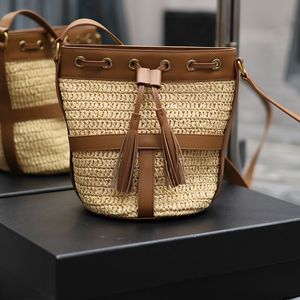 9a Topphandtag Korg Kopplingsväska Kvinnor Plånbok Handväskor Weekend Beach Bags Raffia Designer Crossbody Shop Bags Luxury Tote Straw Weave Shoulder Bucket Bag