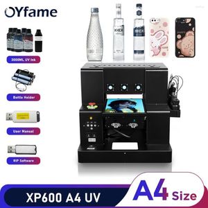 OYFAME A4 UV -skrivare XP600 Flatbädd för trätelefonfodral Glas Akryl Cylinder Printing Machine