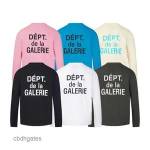French Long t shirt Mens Sign Fashion Gallerry Deptt Classic Letter Printed Round Neck Pocket Long Sleeve Men's Women's T-shirt