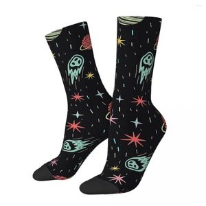 Herrstrumpor Happy Copy of Space Planets mönster Retro Harajuku Street Style Seamless Crew Crazy Sock Gift Printed