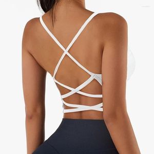 Casual Dresses Women Cross Strap Sports Bh Top Push Up Sport Yoga Gym Crop Brassiere Fitness Breable Bras