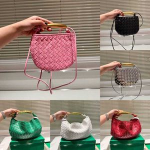 Metal Handle Designer Bag Botge Women Mini Tote Bag Weave Shoulder Bags Luxurys Handbags Leather Woven Hand Clutch Bag Silver Pink Purses 230524