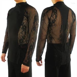 Abbigliamento da palcoscenico Maschile sexy in pizzo da ballo latino Top da competizione professionale Costume da tango Abiti da ballo da sala Samba Rumba Dancewear