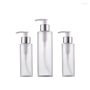 Storage Bottles 100ML150ML 200ML Frost PET Plastic Shampoo Shower Gel Bottle Glossy Silver Pump Portable Cosmetic Refillable Empty 25Pcs