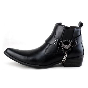 Mens Luxury Fashion Punk Rock Dress Leatherboots Pointed Toe Oxfords Shoes Trend Ankel Boots Zapatos Hombre 1AA44