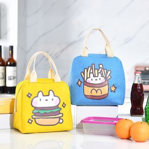 Borse per il pranzo Simpatico cartone animato hamburger Borsa per il latte per cani Tote Cibo termico Donna Bambini Lunchbox Forniture per picnic Dispositivo di raffreddamento isolato 230828