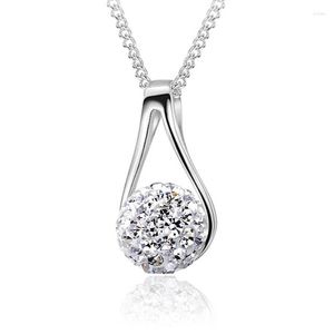 Pendants 925 Sterling Silver Fashion Shambhala Shiny Crystal Pendant Necklaces For Women Jewelry Birthday Gift Wholesale