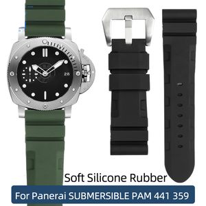 Assista Bandas Soft Silicone Borracha Watch Band para Submersível PAM 441 359 Series 22mm 24mm Homens Watch Strap Watch Acessórios 230828