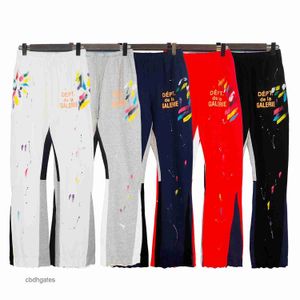 Galleria dipinta a mano Lunga moda uomo Maglione Versione Deptt Pantaloni Sport Inchiostro Spruzzi Giunzione Coulisse High Street Pantaloni casual Micro Lunghi