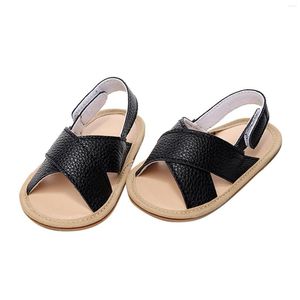 Sandálias infantis sapatos de bebê menino menina criança apartamentos verão sandália pu sola de borracha macia antiderrapante berço primeiro walker