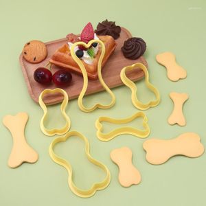 Moldes de cozimento 5 tamanho cão osso cortador de biscoito fondant biscoito selo molde conjunto forma para ferramentas de decoração de bolo de aniversário