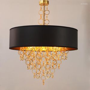 Taklampor American Country Black Gold Pendant Lamps Restauranger Klädkonstjärn Metall Klassisk modern dekorativ ljus ZA81050