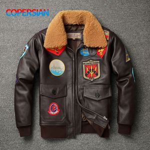Herrjackor G1 Air Force Flight Leather Jacket Men's Wool Collar Top Layer Cowhide och Cotton Jacket Top Samma som Tom 230828