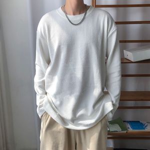 Men's T-Shirts Legible Spring Autumn Long Sleeve T Shirts Men Casual Loose O Neck Collar White T-shirt Male Solid Tee Shirts Man 230829