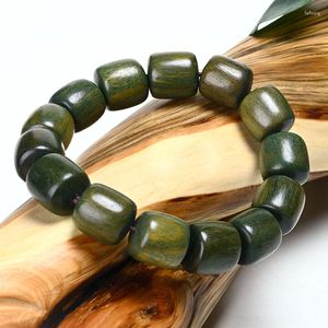 Bracciale rigido con perline di legno di sandalo verde autentico naturale, vecchio braccialetto con 108 produttori.