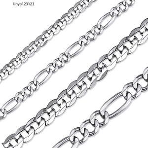 Chicsilver 2.8mm/5mm Solid 925 Sterling Silver Cuban Link/Figaroチェーンネックレス