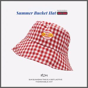 Breite Krempe Hüte Eimer Hüte Schöne Rote Plaid Cochonou Bob Hüte Frauen Sommer Eimer Hüte Erwachsene Casual Baumwolle Reversible Outdoor Femme Gorros Großhandel 230828