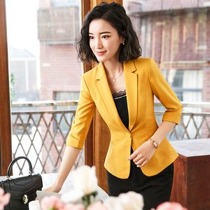 Women's Suits Blazers IZICFLY Summer Style Red Yellow Blazer For Ladies Elegant Slim Half Coat Busines Vestido Office Work Wear 230828