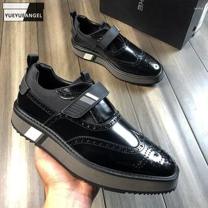 Kleidschuhe im britischen Stil für Herren, dick, Plateau, formal, Brogue, Business, Arbeit, Rindsleder, echtes Leder, Flügelspitze, Hochzeit