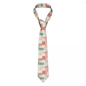 Bow Ties Abstract Geometric Neckties Men Women Polyester 8 Cm Pink Green Squares Neck Tie Wide Shirt Accessories Gravatas Wedding Cosplay