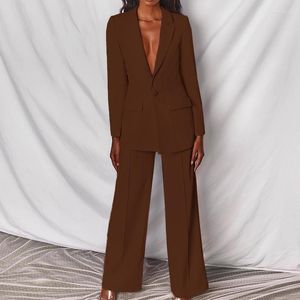 Women's Two Piece Pants Fashionable And Stylish Mature Suit Straight Set Versatile Spring Autumn Solid Color Temperament