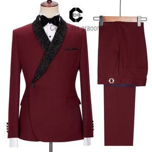 Men s Suits Blazers Cenne Des Graoom Latest Coat Design Men Tailor Made Tuxedo 2 Pieces Blazer Wedding Party Singer Groom Costume Homme Maroon 230828