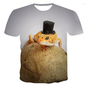 Herr t-skjortor som säljer vår och sommar män kvinnor 3d tryck t-shirt djur söt gecko mönster o-hals sport 3dt skjorta