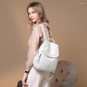 School Bags Women's Backpacks Anti-thief Soft Leather Backpack Leisure Large Capacity Travel Bag Shoulder Lady's Handbag