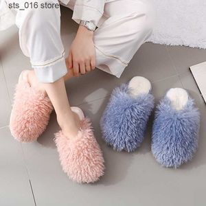 För Fur House Winter Curly Warm Floor Chic Shoes Non-Slip Indoor Bedroom Women Fuzzy Slippers T230828 269